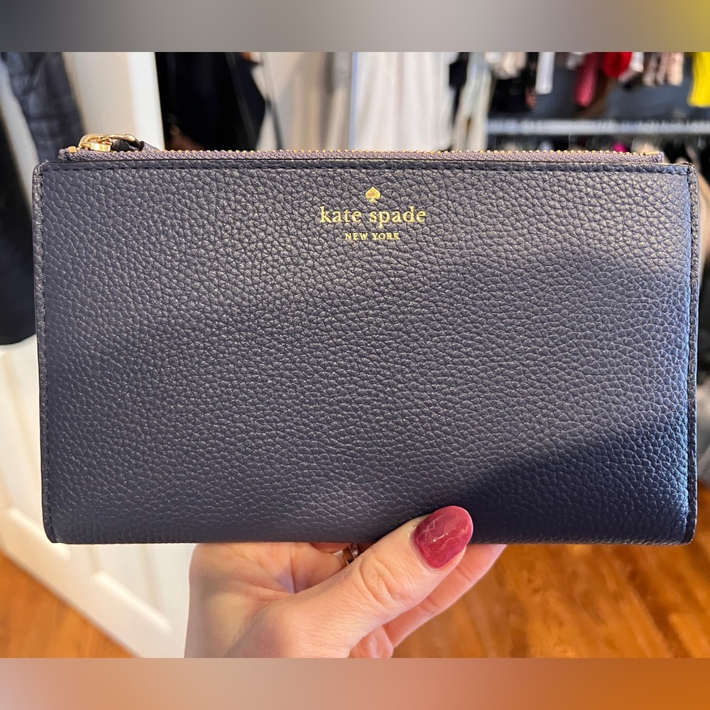 Kate Spade Wallet - Mulberry Blue  NWT -Leather wristlet/Wallet card holder